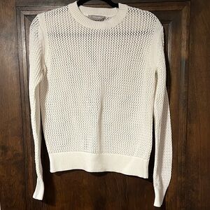 Everlane White Mesh Cotton Crew Neck Sweater, Sz M